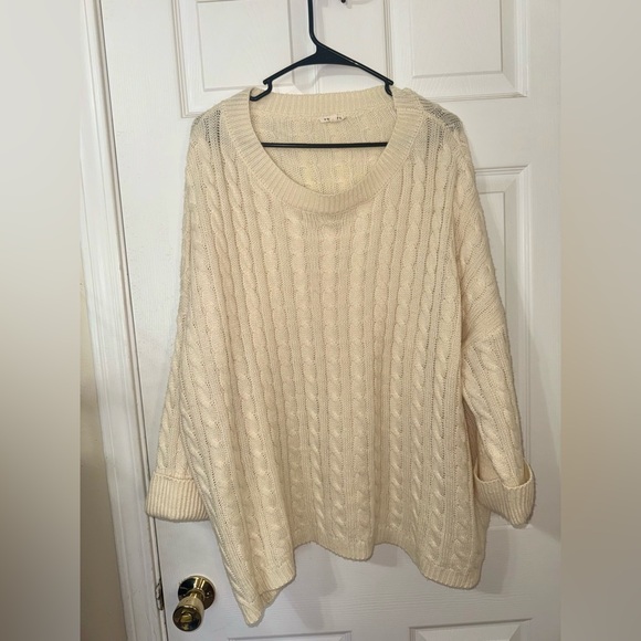 JODIFL Cream Cable-Knit Scoop Neck Sweater - Picture 4 of 6